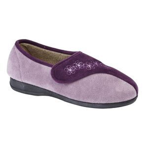 Sleepers Womens/Ladies Gemma Touch Fastening Embroidered Slippers / Purple/Lilac